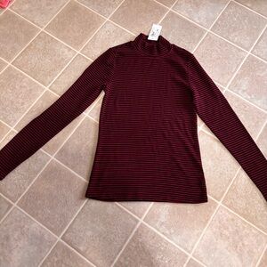 Striped Burgundy Long Sleeve Top